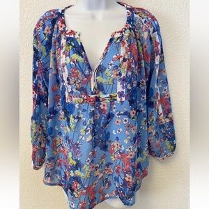 NICOLE by NICOLE MILLER Floral & Butterfly Print Flowy Boho Peasant Blouse